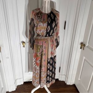 Elegant Multicolor Patterned Dress Zara small paisley midi D278
